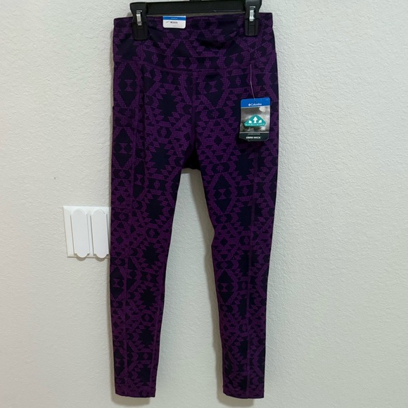 Columbia Weekend Adventure Norwood 7/8 Leggings Purple Black Aztec Print Small - Picture 4 of 10